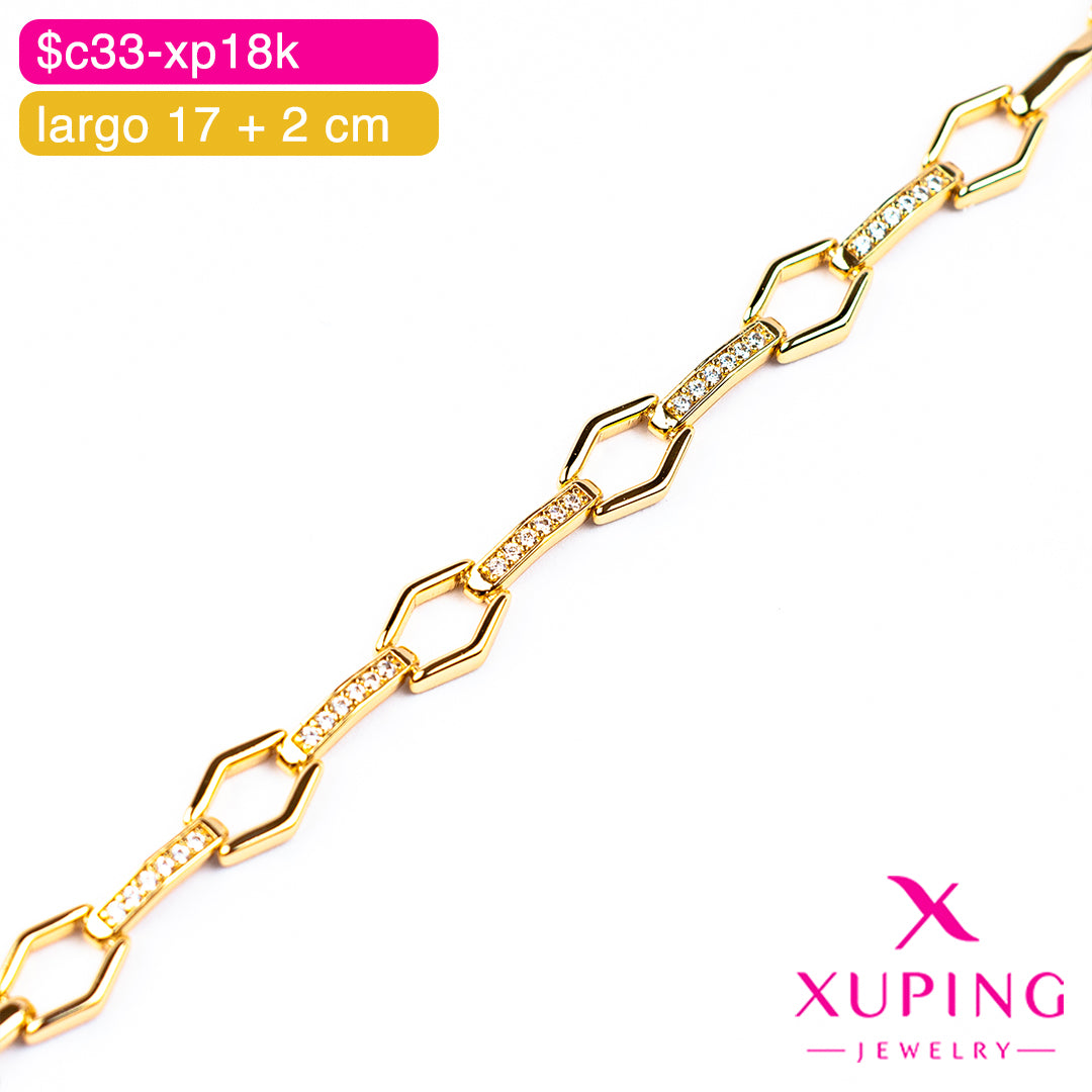 (XPH_00811) Pulsera de hexágonos 17 + 2 cm