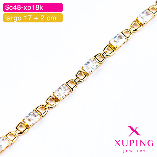 (XPH_00826) Pulsera de rectángulos 17 + 2 cm