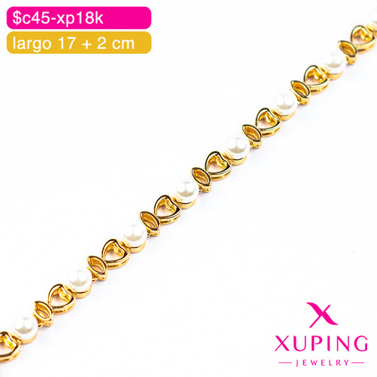 (XPH_00837) Pulsera de perlas 17 + 2 cm