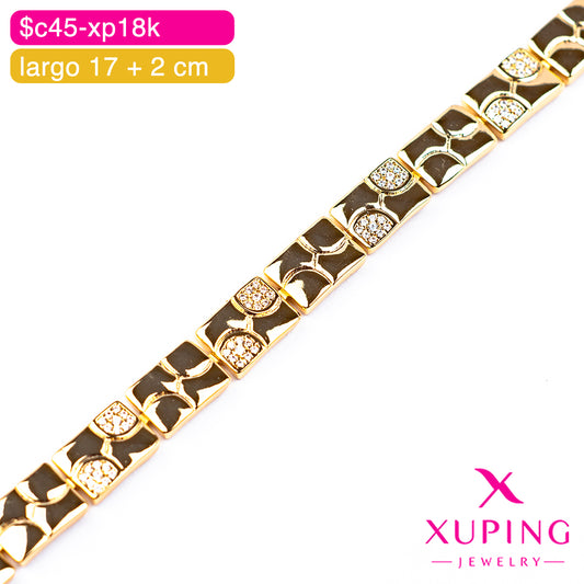 (XPH_00838) Pulsera de rectángulos 17 + 2 cm