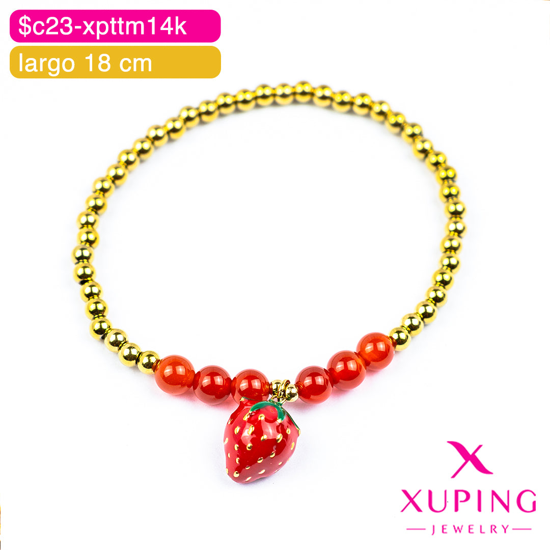 (XPH_00840) Pulsera de fresa 18 cm | 14K