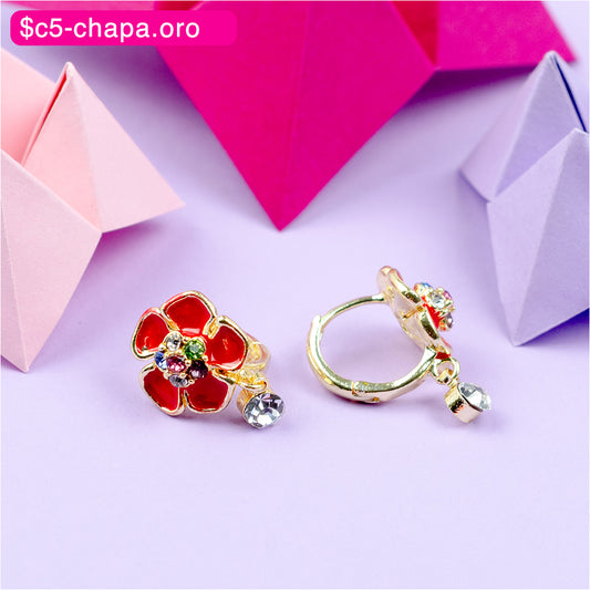 (PFB_00563) Aretes de flor 14K