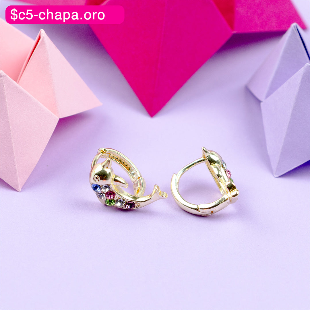 (PFB_00568) Aretes de delfín 14K