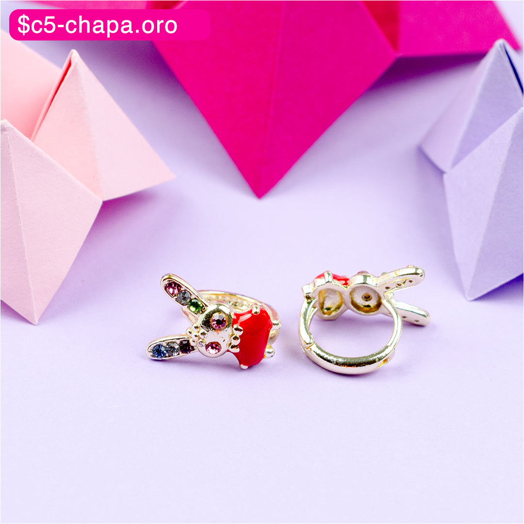 (PFB_00569) Aretes de conejo 14K