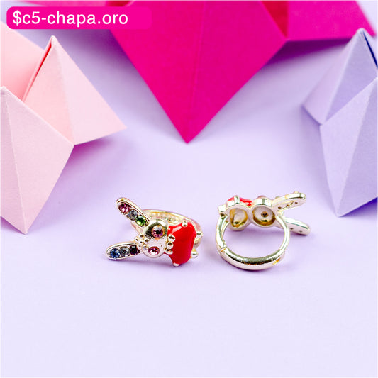 (PFB_00569) Aretes de conejo 14K