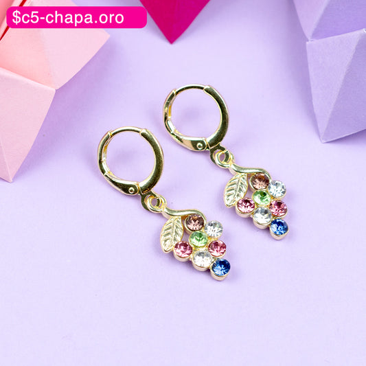 (PFB_00575) Aretes de uvas 14K