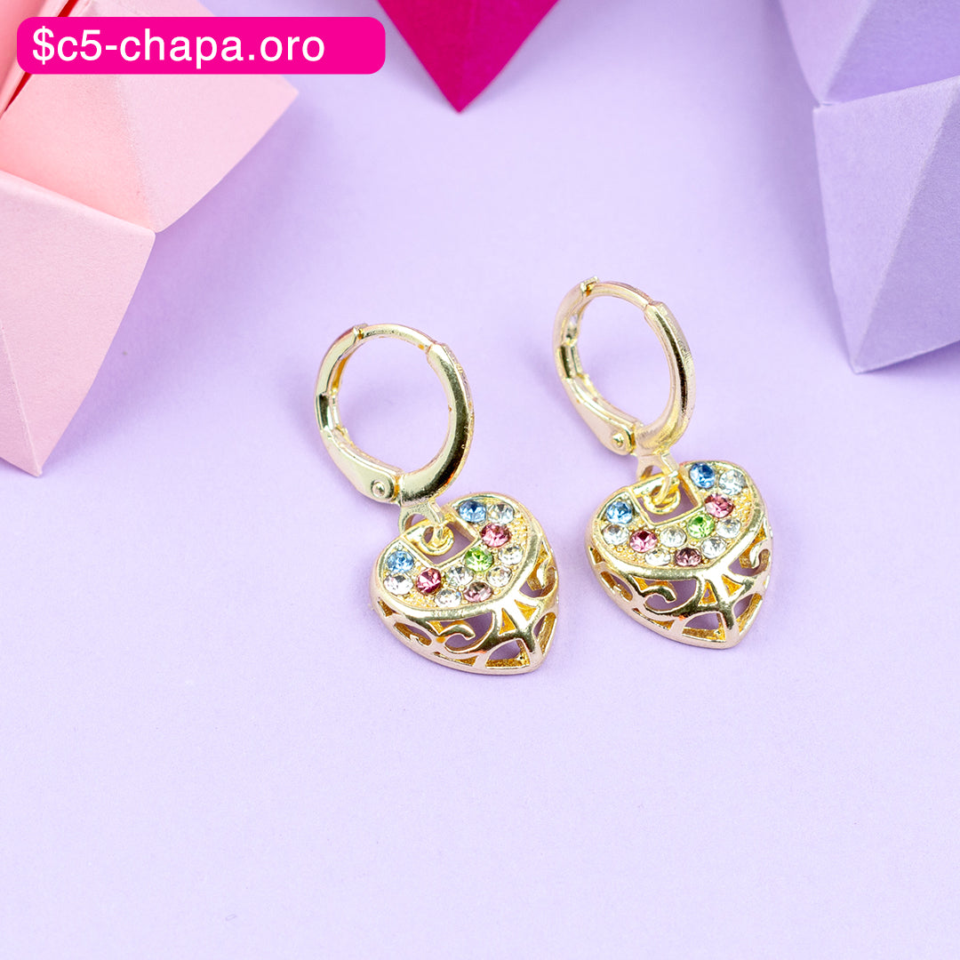 (PFB_00579) Aretes de corazón 14K
