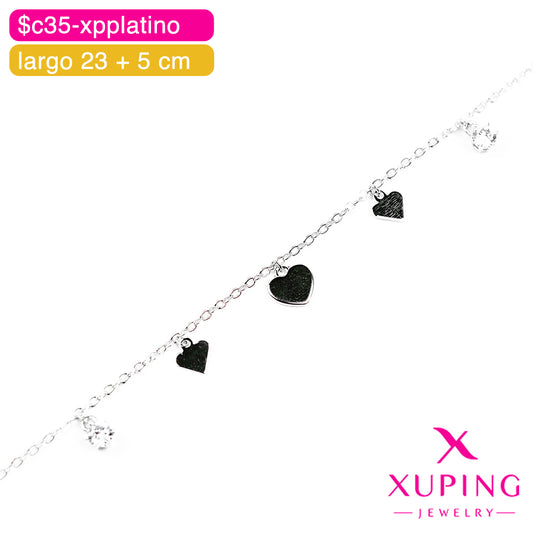 (XPI_00496) Tobillera de corazones 23 + 5 cm