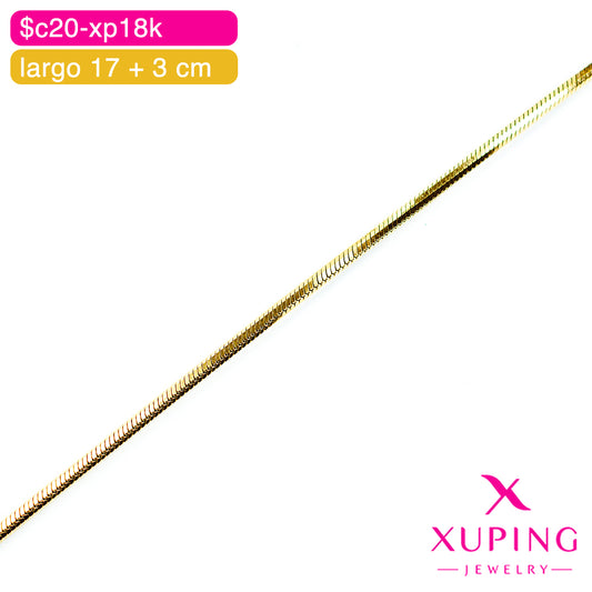 (XPH_00855) Pulsera eslabón cola de ratón 17 + 3 cm