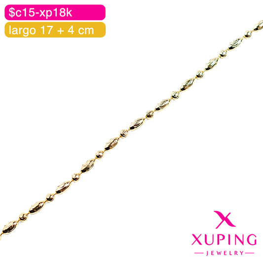 (XPH_00857) Pulsera de bolitas 17 + 4 cm