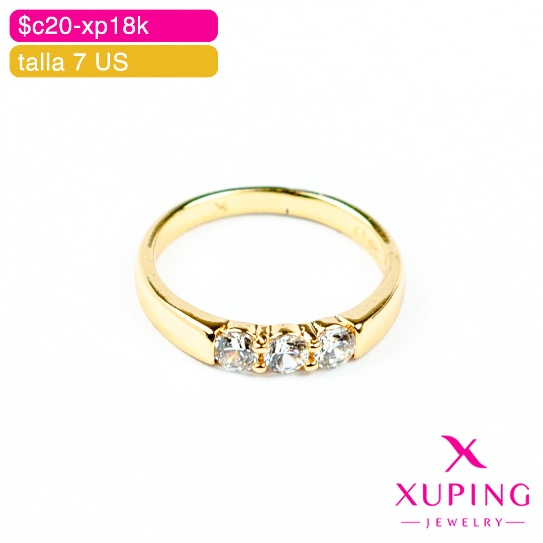 (XPA_01047) Anillo con triple zirconia 7 US