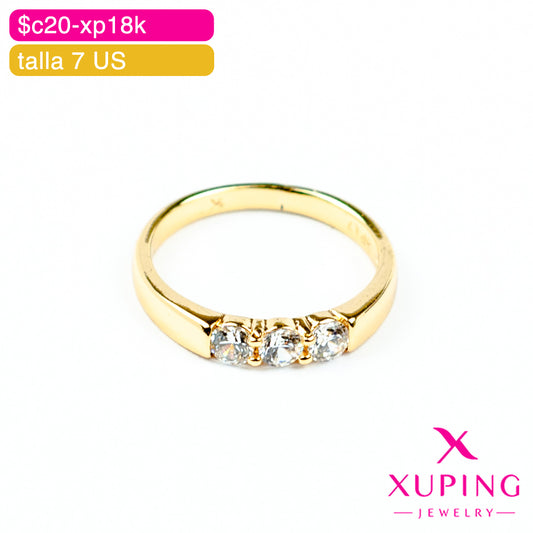 (XPA_01047) Anillo con triple zirconia 7 US