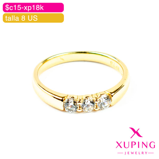(XPA_01091) Anillo de triple zirconia 8 US