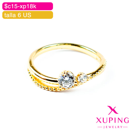 (XPA_01113) Anillo de doble zirconia 6 US