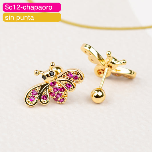 (PFB_00594) Aretes de bolita de abeja