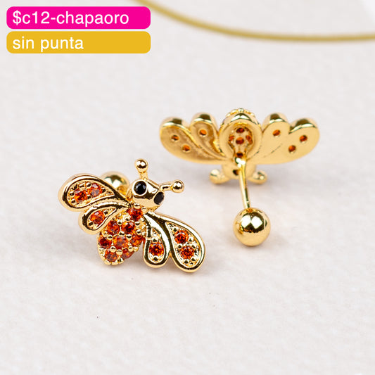 (PFB_00627) Aretes de bolita de abeja