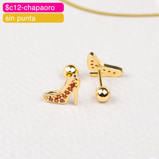 (PFB_00588) Aretes de bolita de tacón
