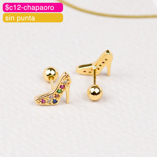 (PFB_00618) Aretes de bolita de tacón