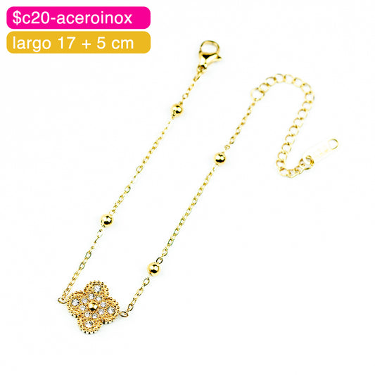 (AIH_00025) Pulsera de tréboles 17 + 5 cm