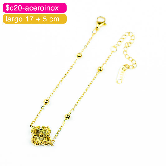 (AIH_00026) Pulsera de tréboles 17 + 5 cm