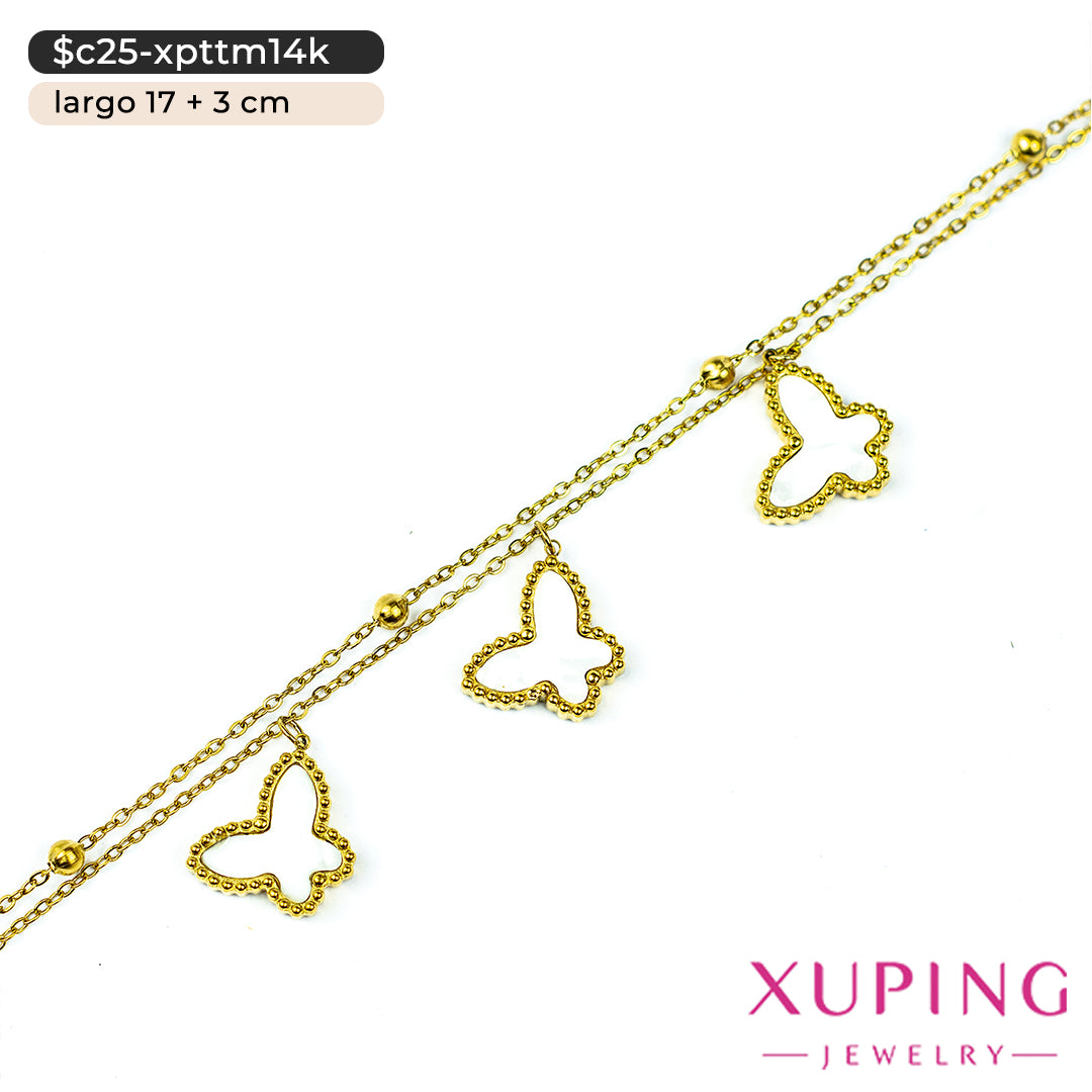 Pulsera doble de mariposas | 17 cm