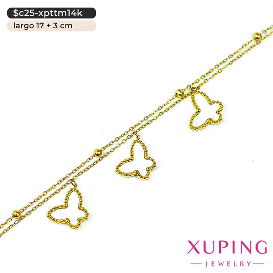 Pulsera doble de mariposas | 17 cm