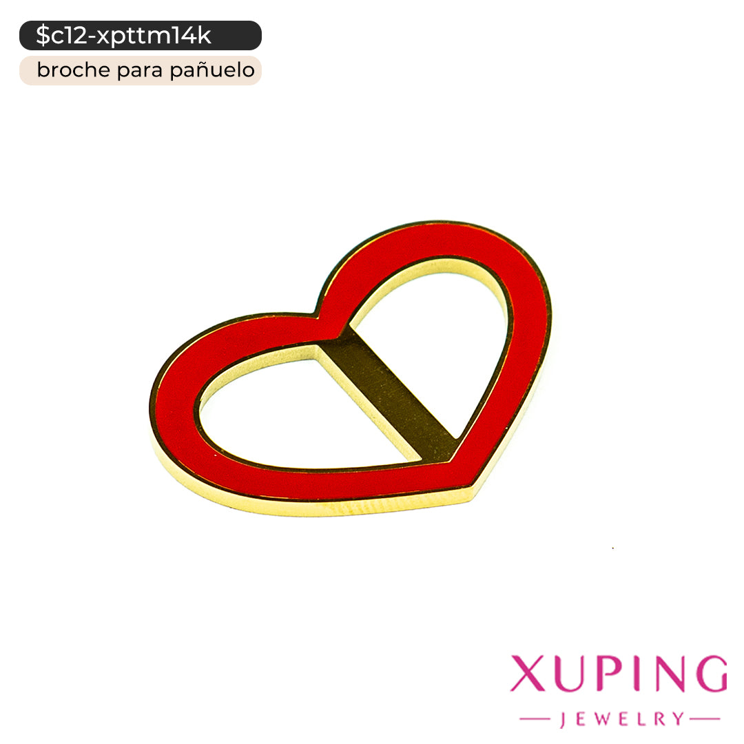 Broche de corazón para pañuelo en 14K