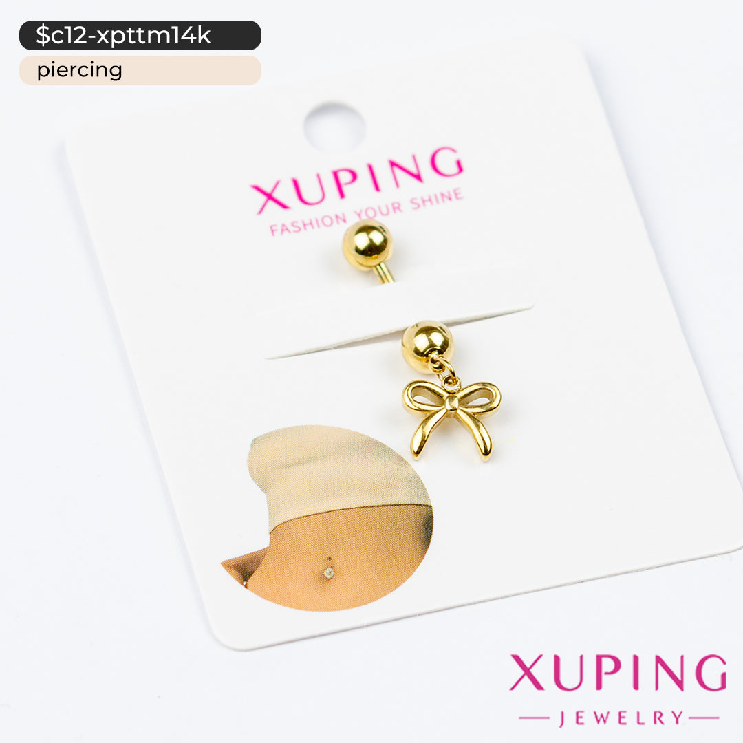 Piercing de moño para ombligo en 14K