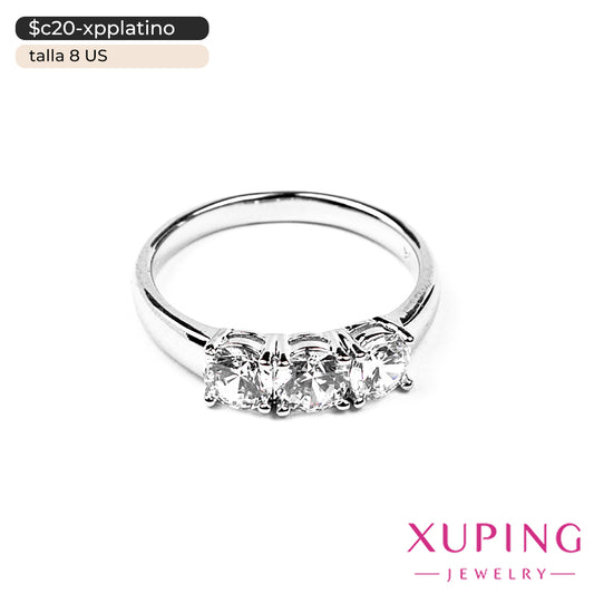 Anillo con triple zirconia | 8 US