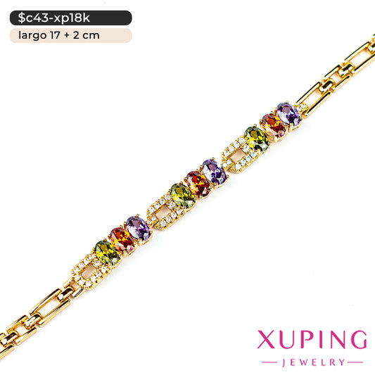 Pulsera con triple zirconia | 17 cm