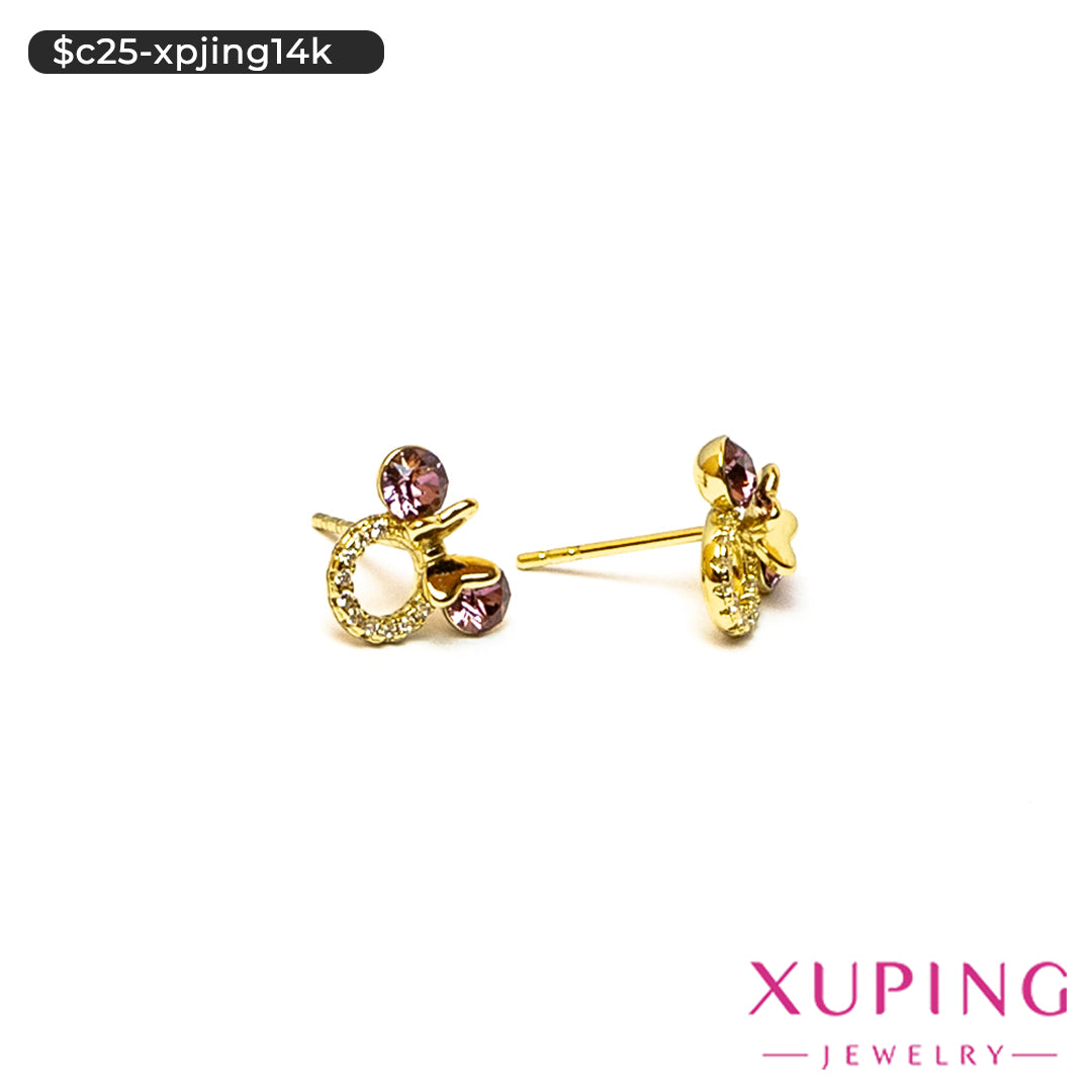 Aretes pegados de ratón en 14K