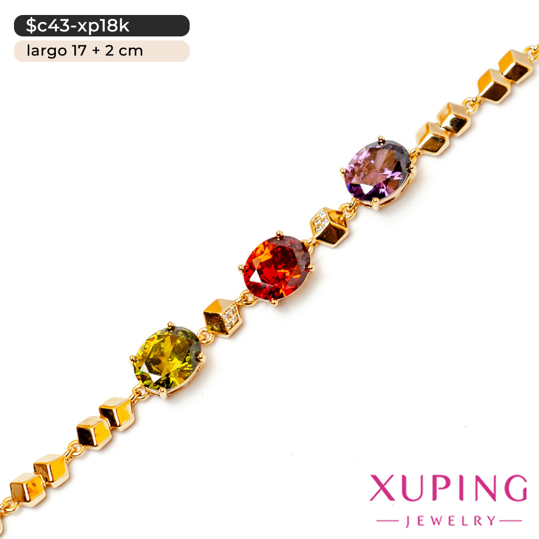 Pulsera de zirconias ovaladas | 17 cm