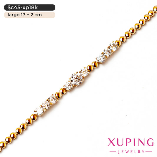 Pulsera de triple zirconia alternada | 17 cm