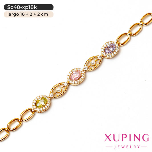 Pulsera de óvalos y perlas | 16 cm
