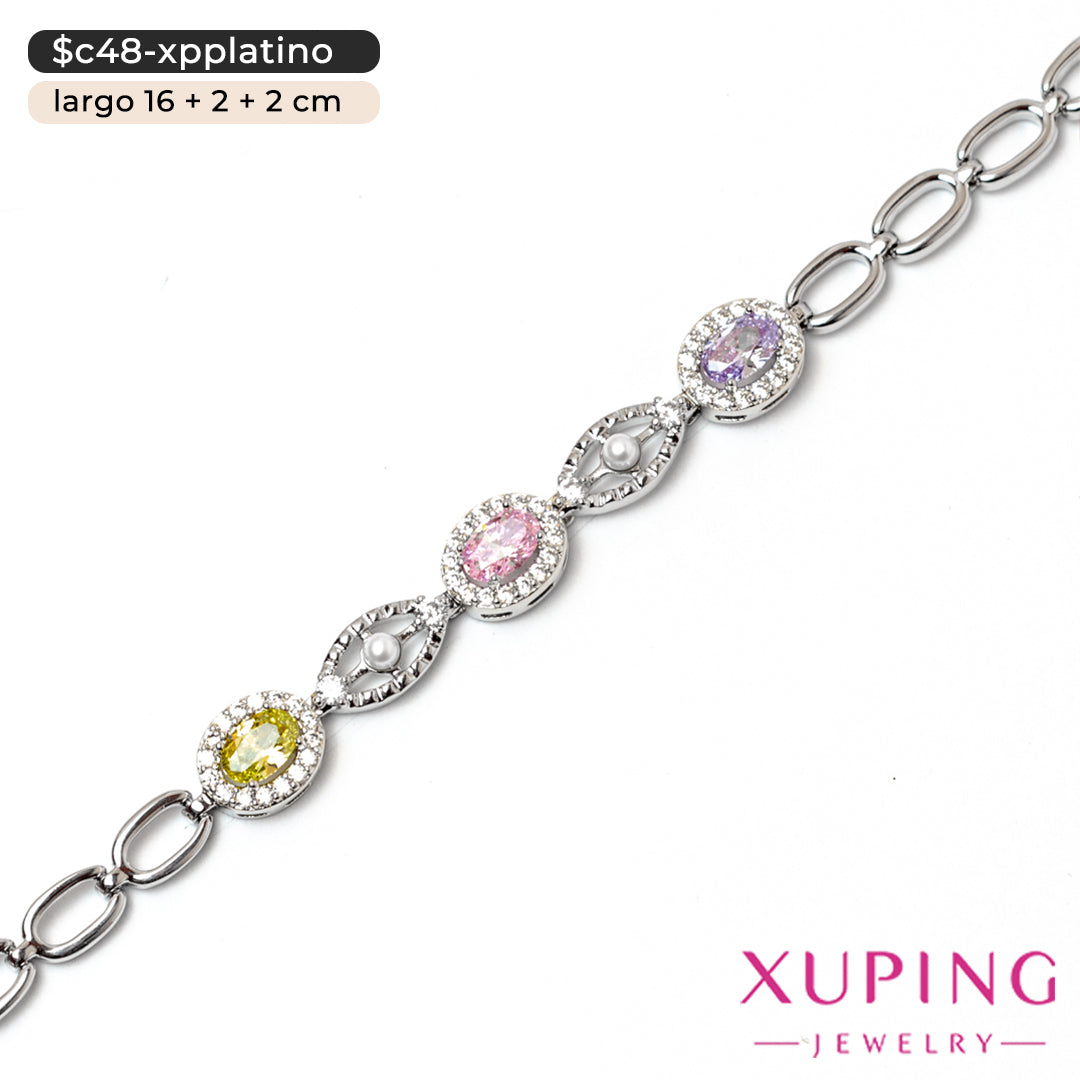 Pulsera de óvalos y perlas | 16 cm