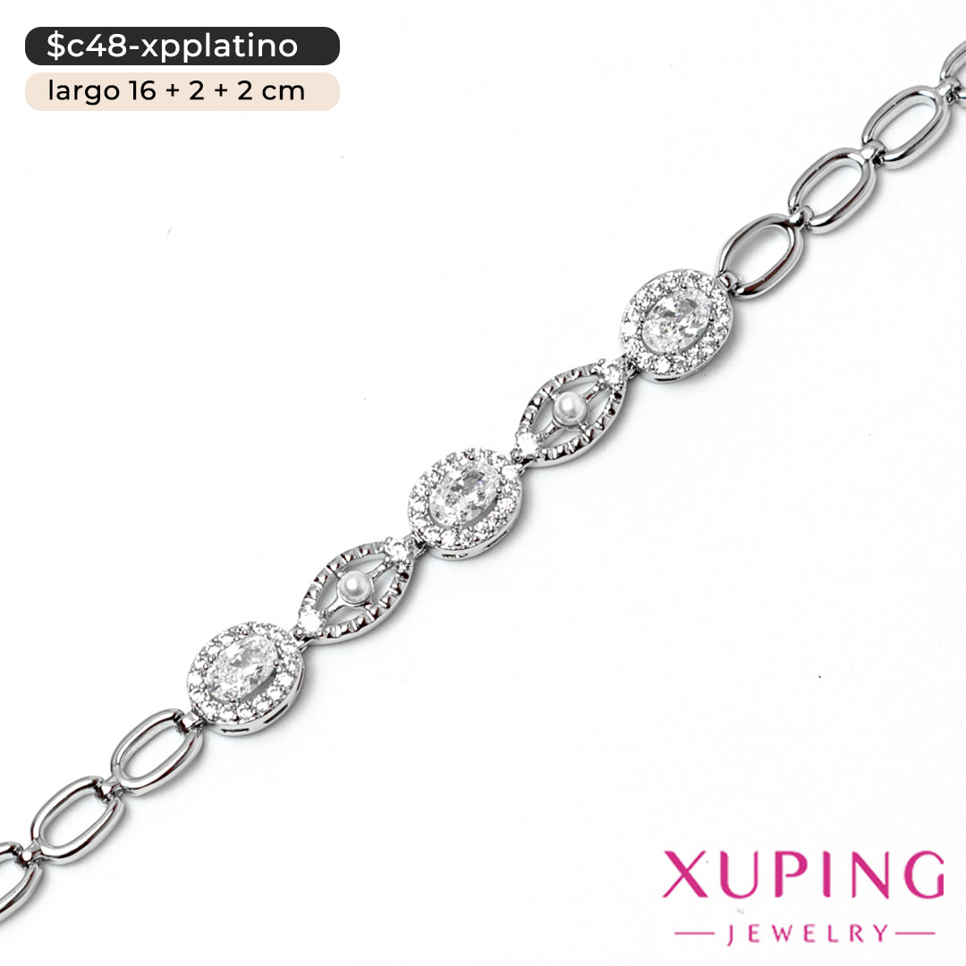 Pulsera de óvalos y perlas | 16 cm
