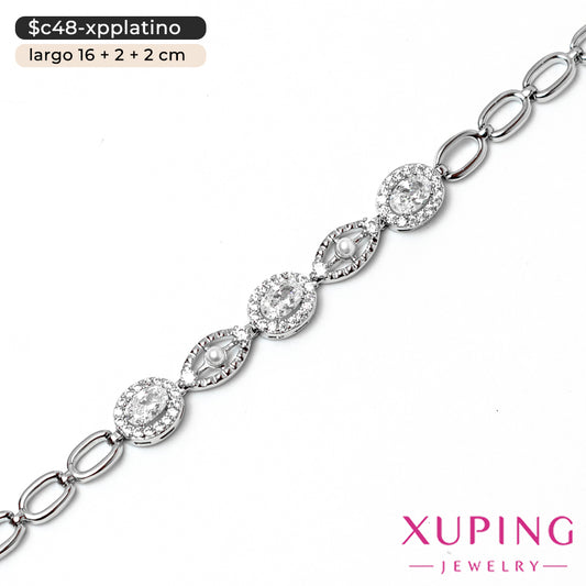 Pulsera de óvalos y perlas | 16 cm