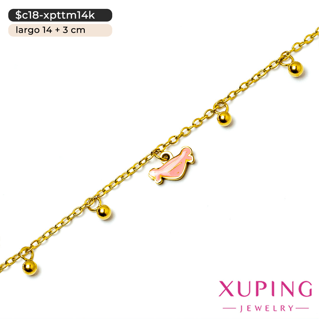 Pulsera de pañalito en 14K | 14 cm
