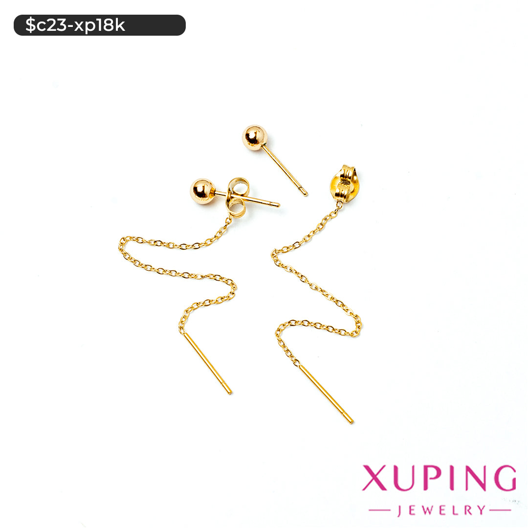 Aretes de bolita con cadena