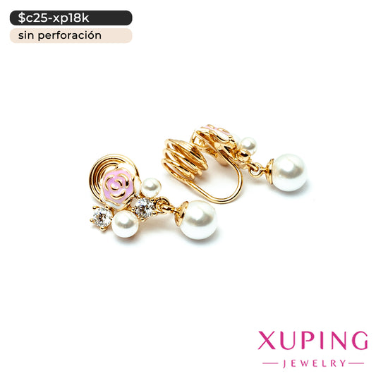 Aretes de presión de flor y perla