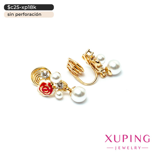 Aretes de presión de flor y perla