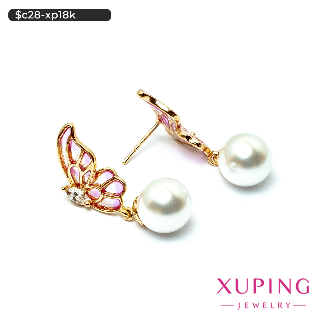 Aretes de mariposa y perla