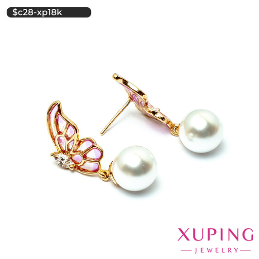 Aretes de mariposa y perla