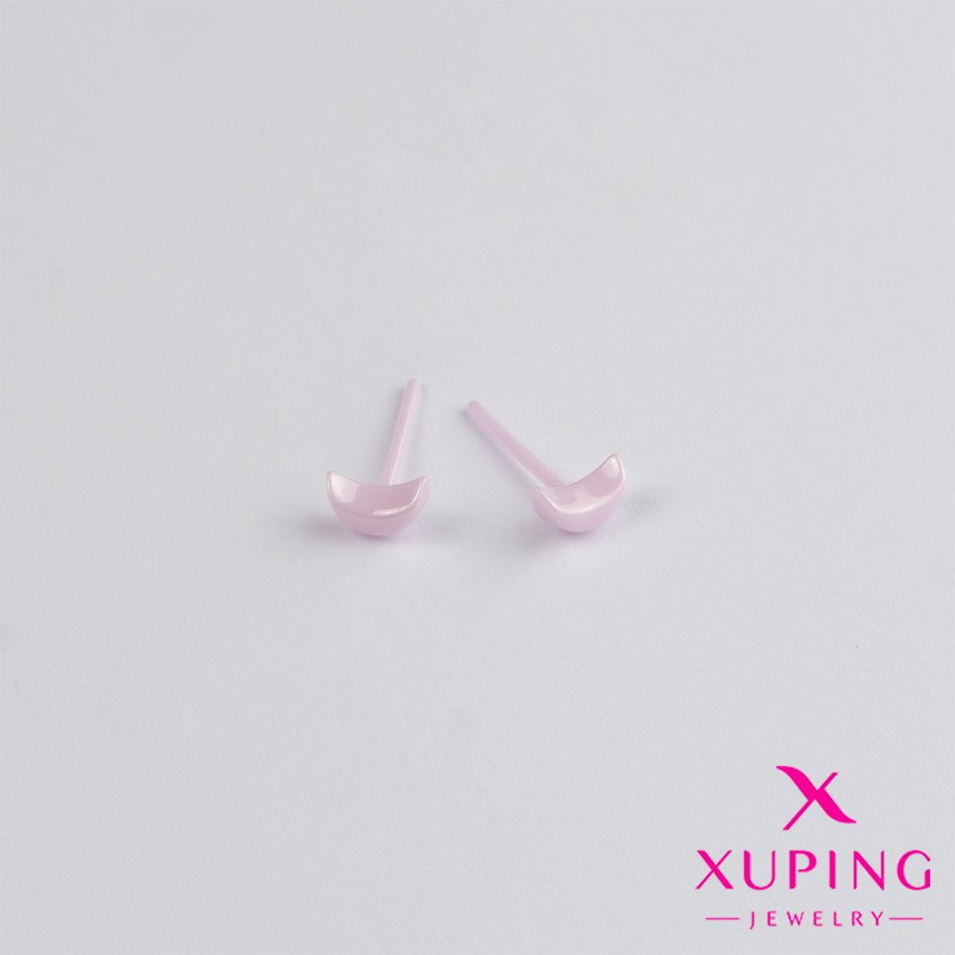 (XPB_01881) Aretes pegados de luna - acero inoxidable