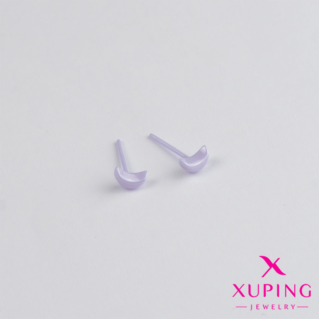 (XPB_01883) Aretes pegados de luna - acero inoxidable