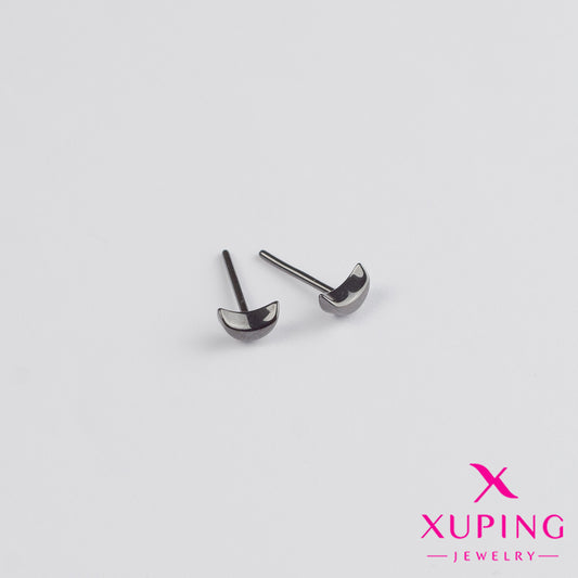 (XPB_01884) Aretes pegados de luna - acero inoxidable