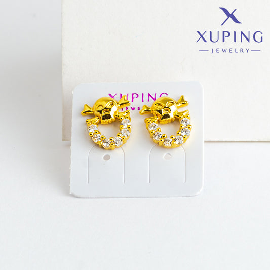 (XPB_00012) Aretes pegados de calavera 24K