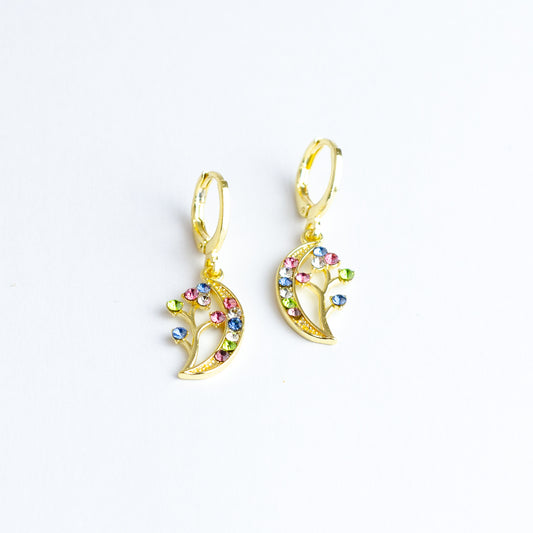 (PFB_00109) Aretes de luna y flor